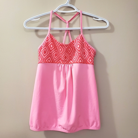Ivivva Lululemon Sundancer Tank Diamond Daze neon pink shell - Size 12 - Picture 1 of 4